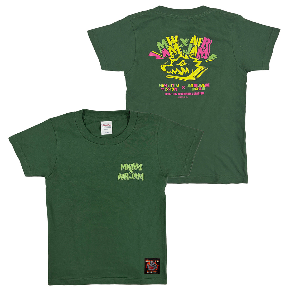 MWAM_AIR JAM2026×MWAM KidsロゴTシャツ (アイビーグリーン)