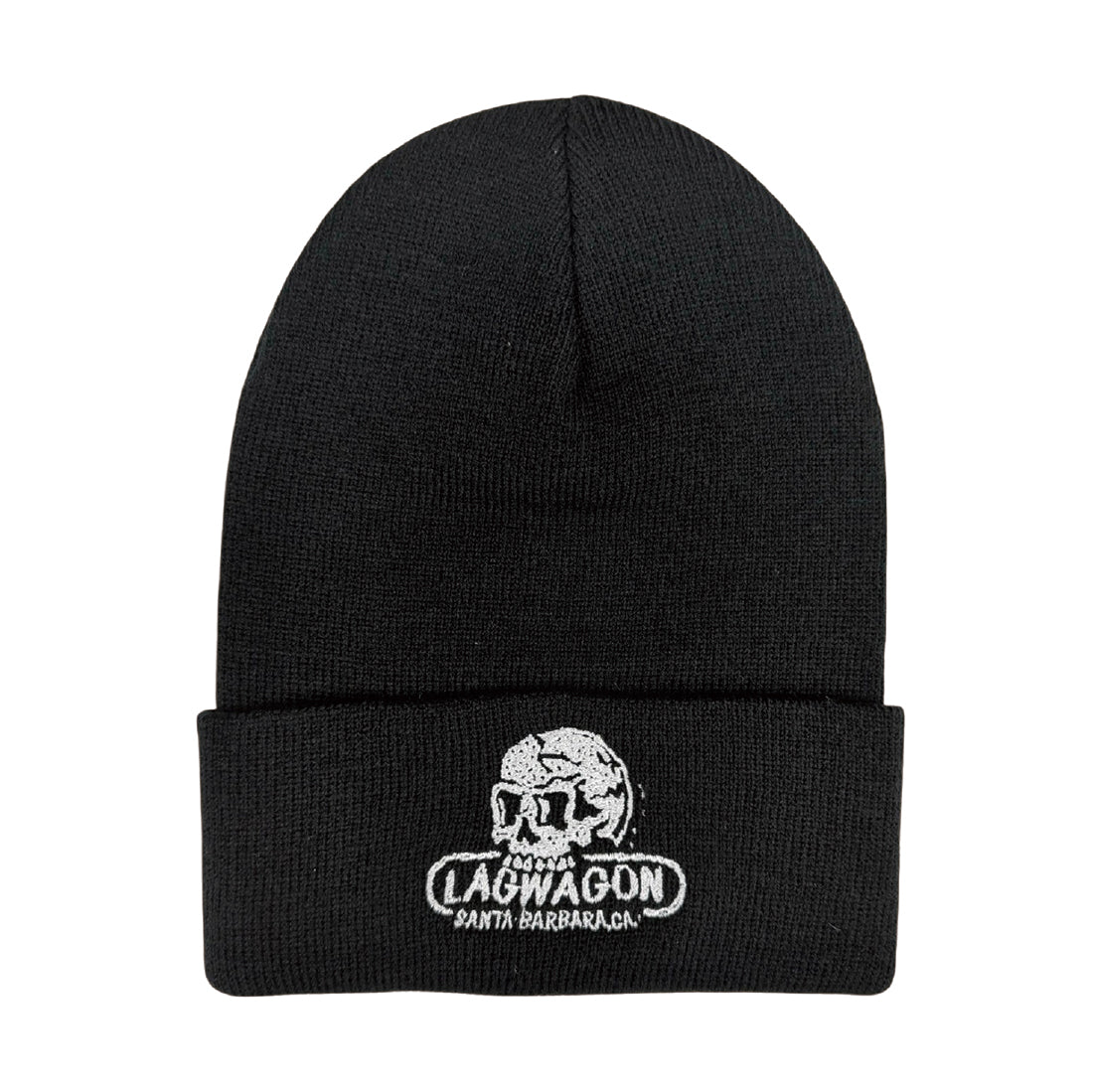 【一般販売】LAGWAGON_“SB Skull” ビーニー帽 (ブラック / 白ステッチ)