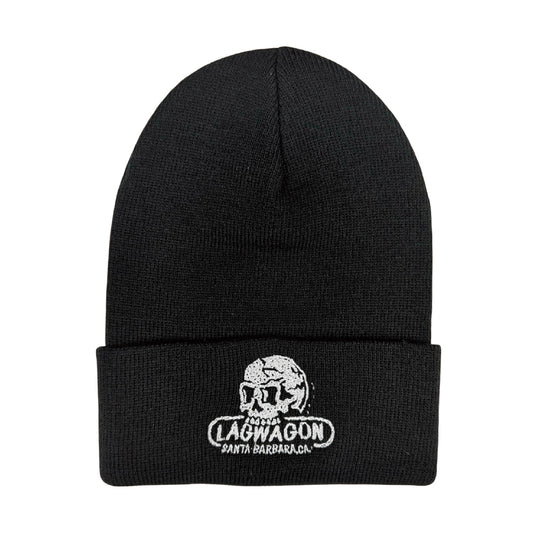 【一般販売】LAGWAGON_“SB Skull” ビーニー帽 (ブラック / 白ステッチ)